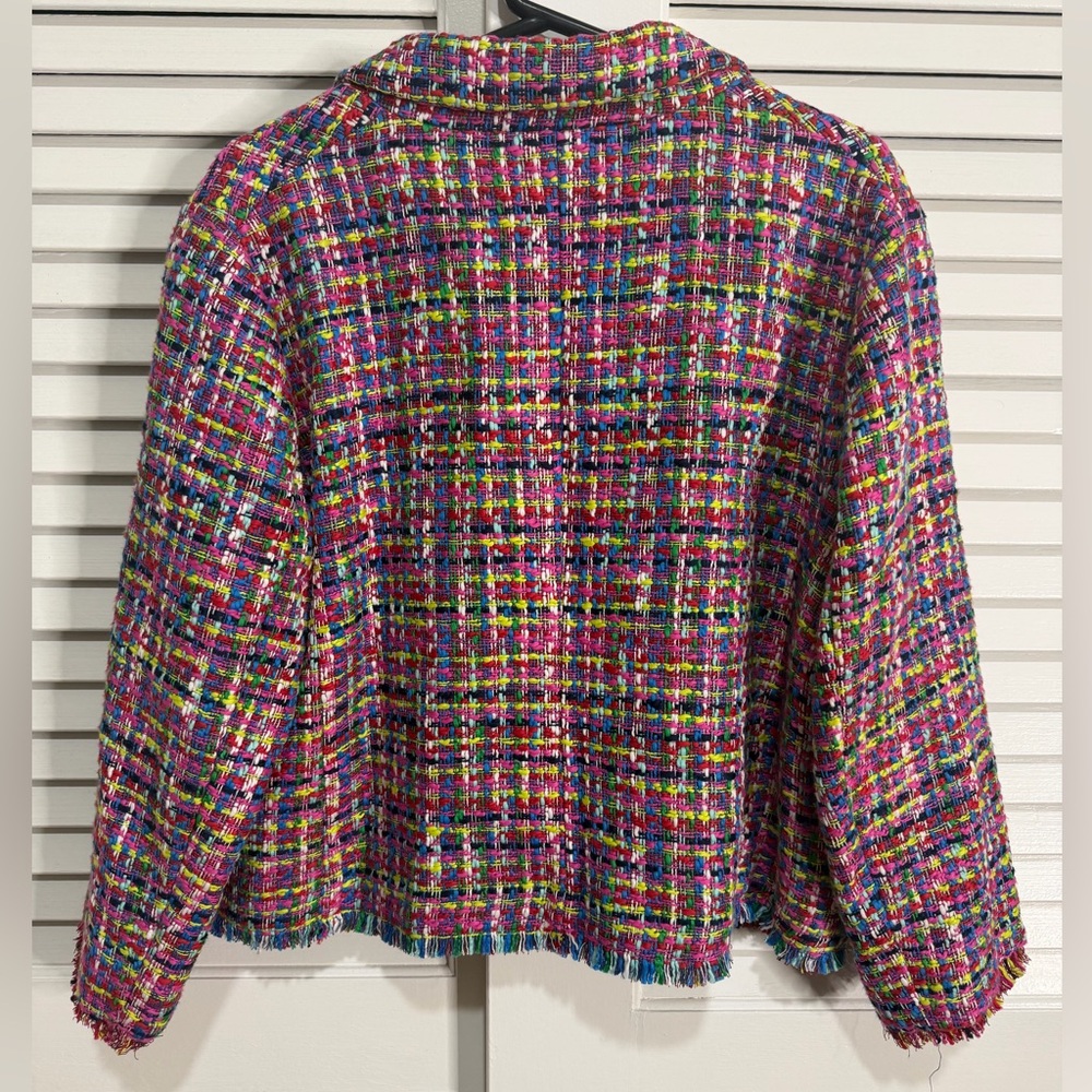 Vilagallo Multicolor Tweed Blazer Cropped Statement Jacket Size 48 - Picture 3 of 9